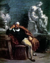 Michelangelo (1475-1564) i sit atelier